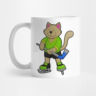 Cat at Ice hockey with Ice hockey stick Mug